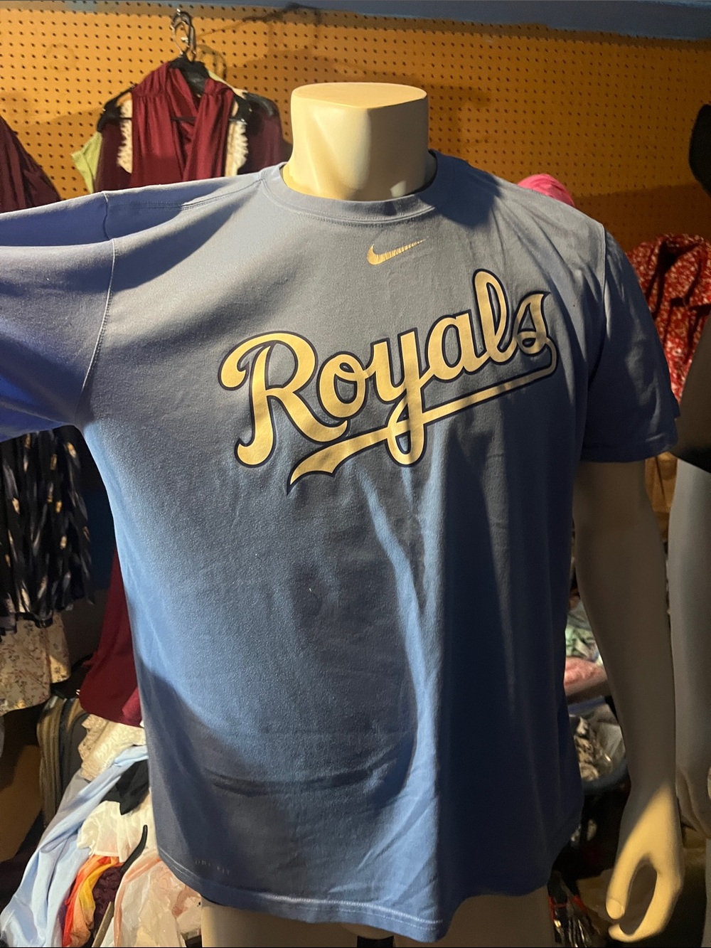 Nike Royals Tee in Light Blue with white Script. N very good condition